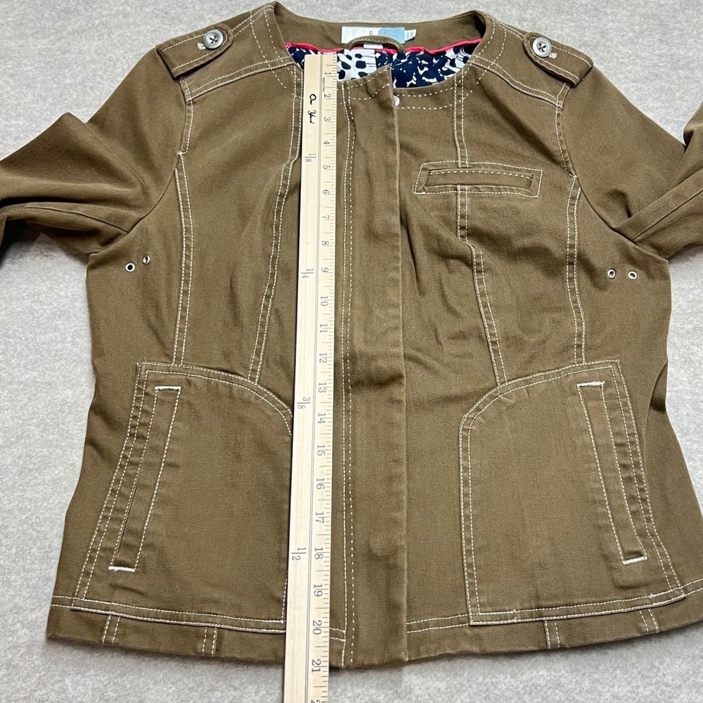 Boden Women Brown Cotton Contrast Stitch Utility Bomber Jacket Size US 8 GUC - Picture 8 of 9